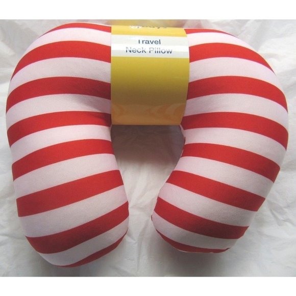 Bargain Buys Travel Neck Pillow Red and White Striped - Picture 1 of 1